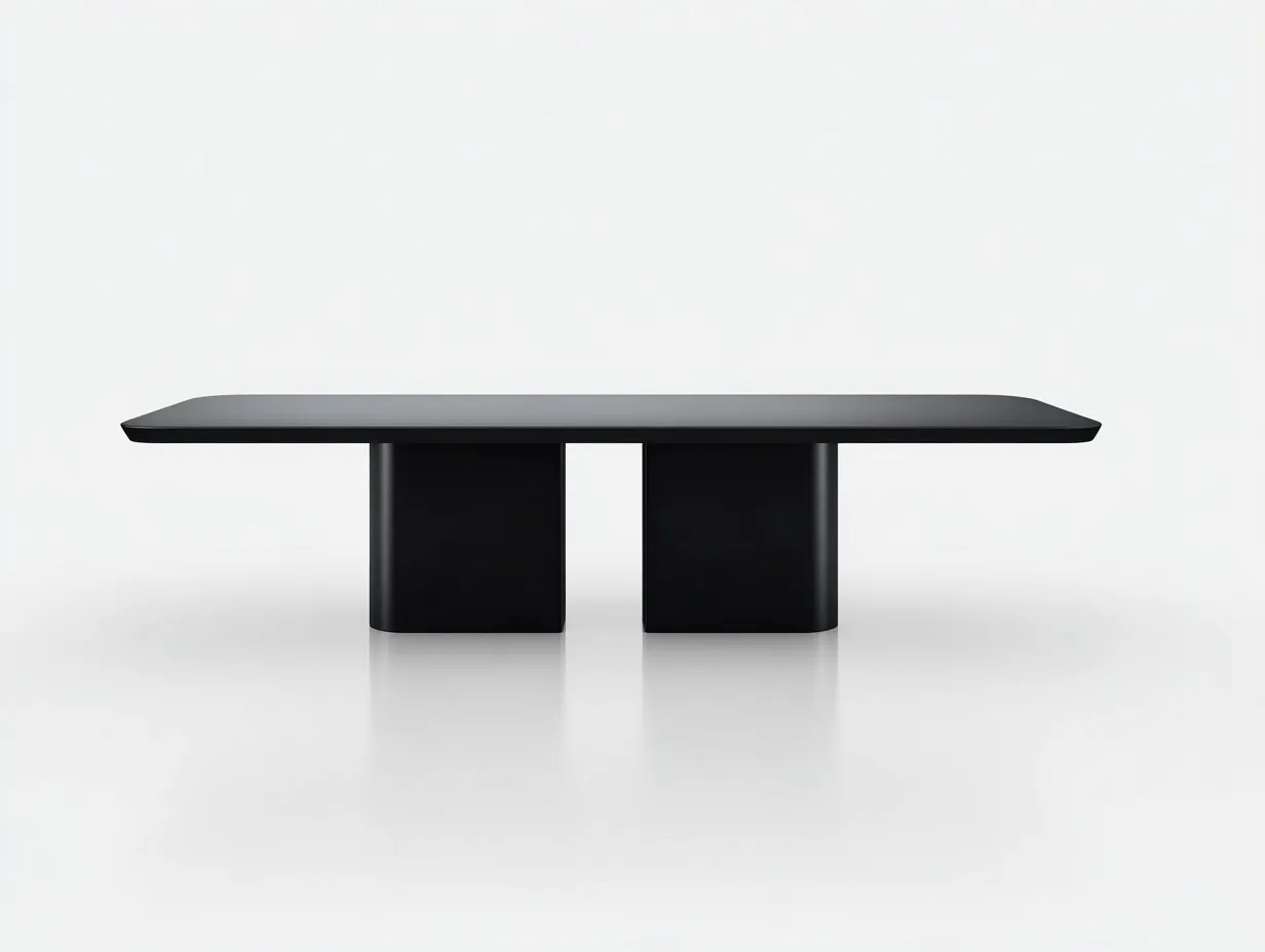 Mesa de comedor ovalada de madera 245 x 110 x 75 cm - negro satinado - para salón comedor - estilo escultórico depurado