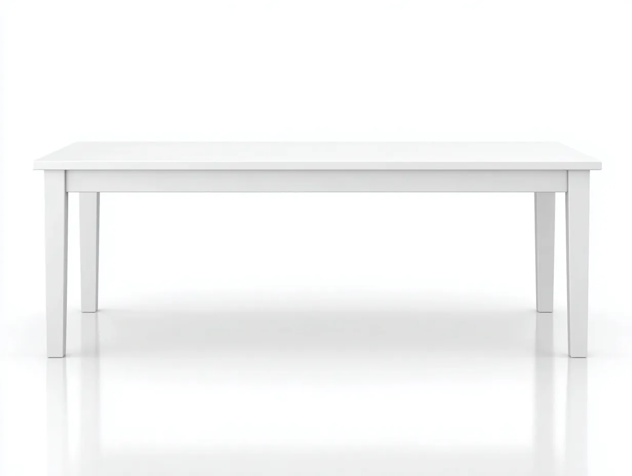 Mesa de comedor rectangular de madera 220 x 100 x 75 cm - blanco puro - para uso diario y reuniones familiares - estilo contemporáneo esencial