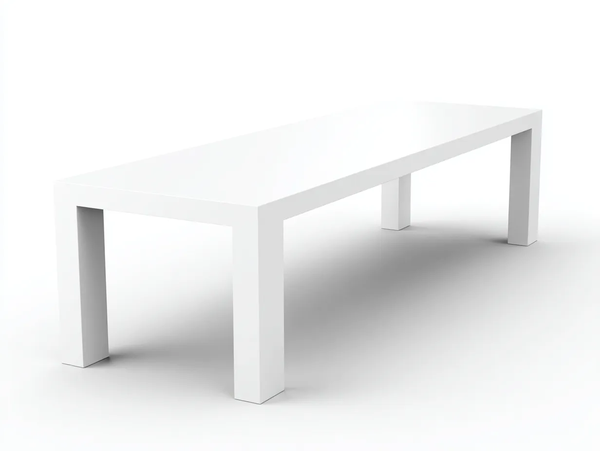 Mesa de comedor rectangular de madera 250 x 100 x 75 cm - blanco marfil - para comedor amplio y uso compartido - estilo minimalista luminoso