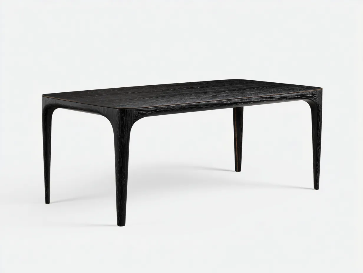 Mesa de comedor de madera 180 x 90 x 75 cm - negro - para 6 personas - estilo moderno escultórico