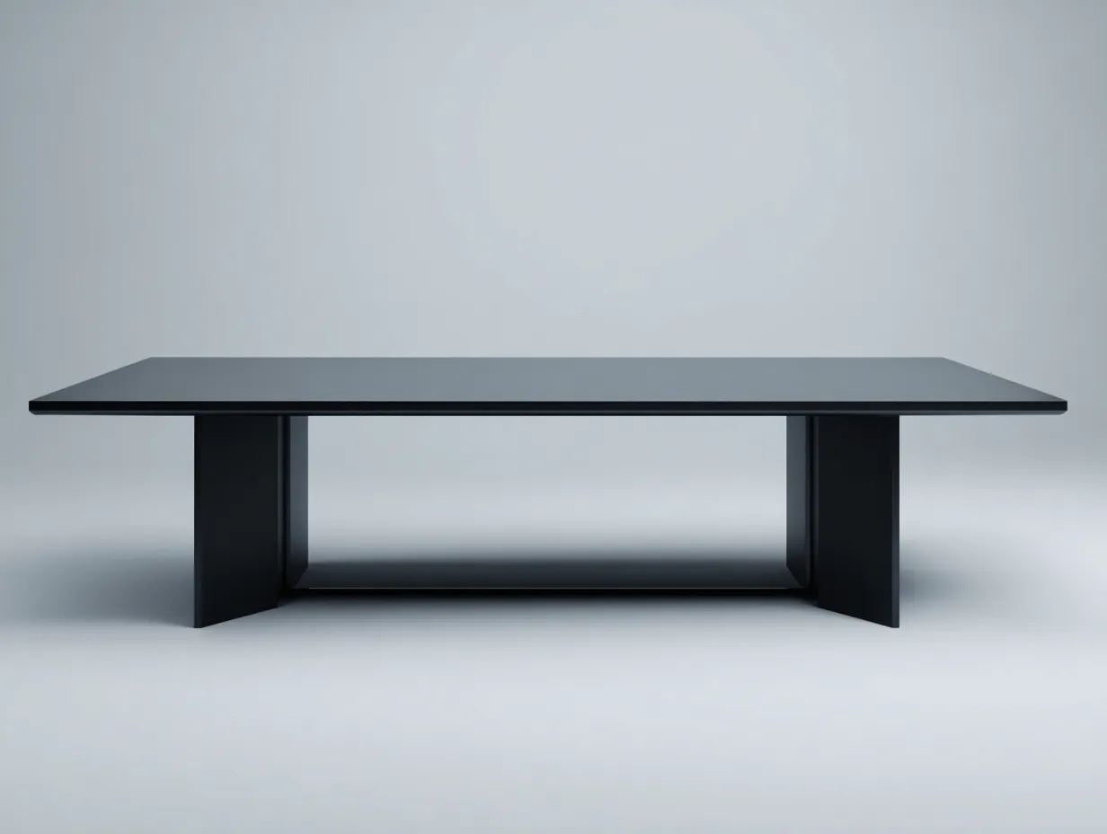 Mesa rectangular de comedor de madera 230 x 100 x 75 cm - negro mate - para espacios amplios - estilo moderno monolítico