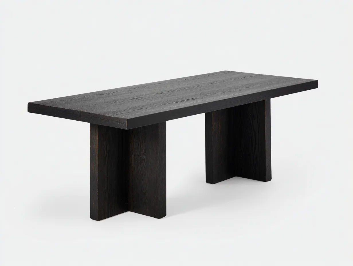 Mesa rectangular de comedor de madera 200 x 95 x 75 cm - negro ahumado - para comedor - estilo contemporáneo arquitectónico