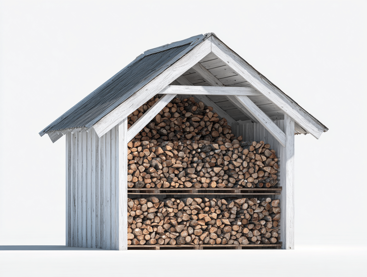 Portalegna - Legno-Metallo - 185x90x185 cm - Bianco-Grigio - Stile moderno da esterno-Vivaihome