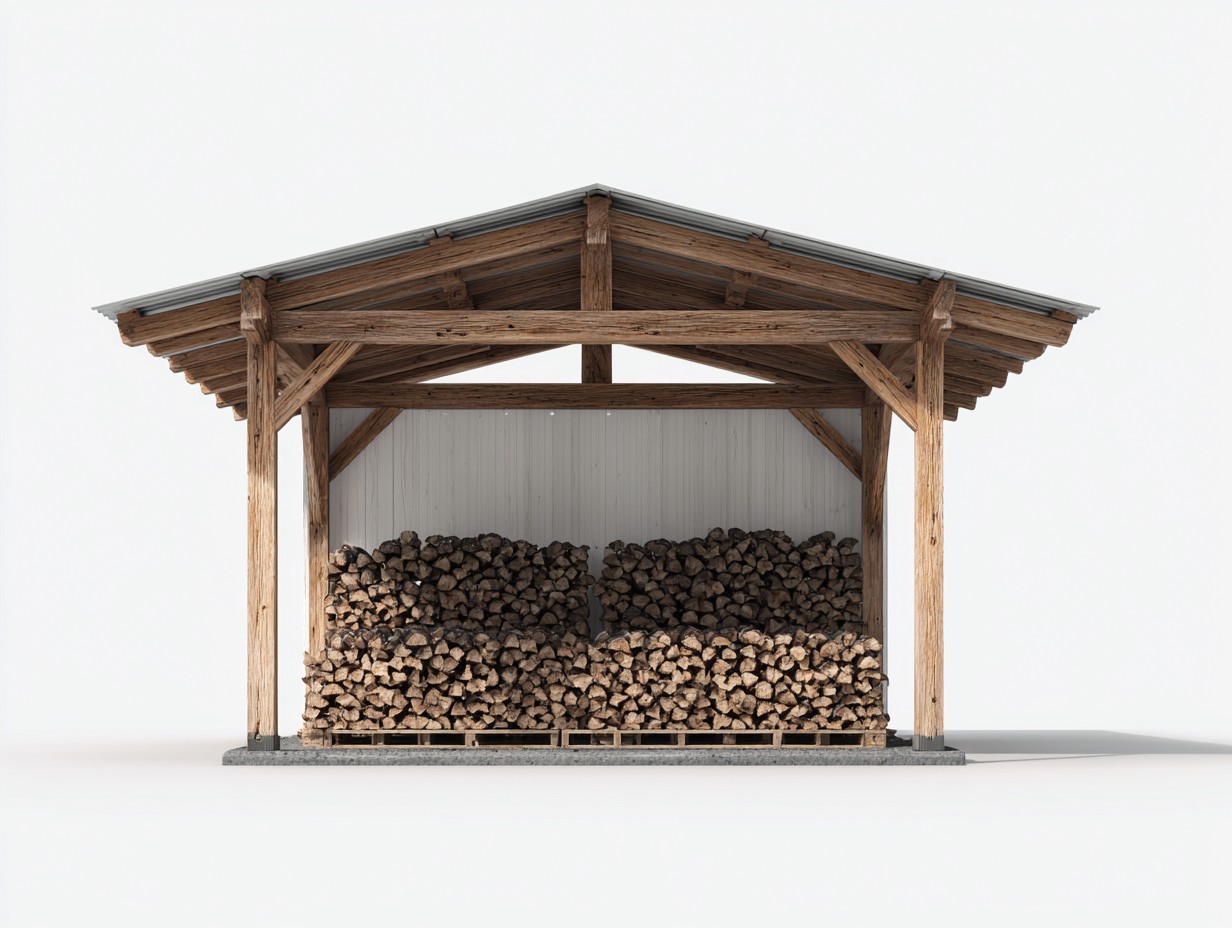 Portalegna - Legno-Metallo - 210x88x185 cm - Marrone-Grigio - Stile rustico da esterno-Vivaihome