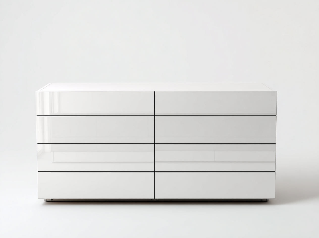 Cassettiera - MDF - 142x44x74 cm - bianco - stile moderno essenziale-Vivaihome