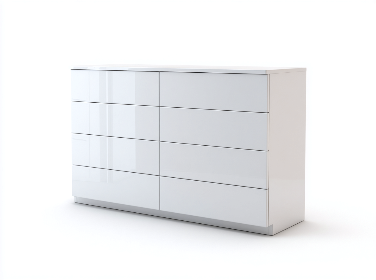 Cassettiera - MDF - 160x48x82 cm - bianco - stile moderno lucido-Vivaihome