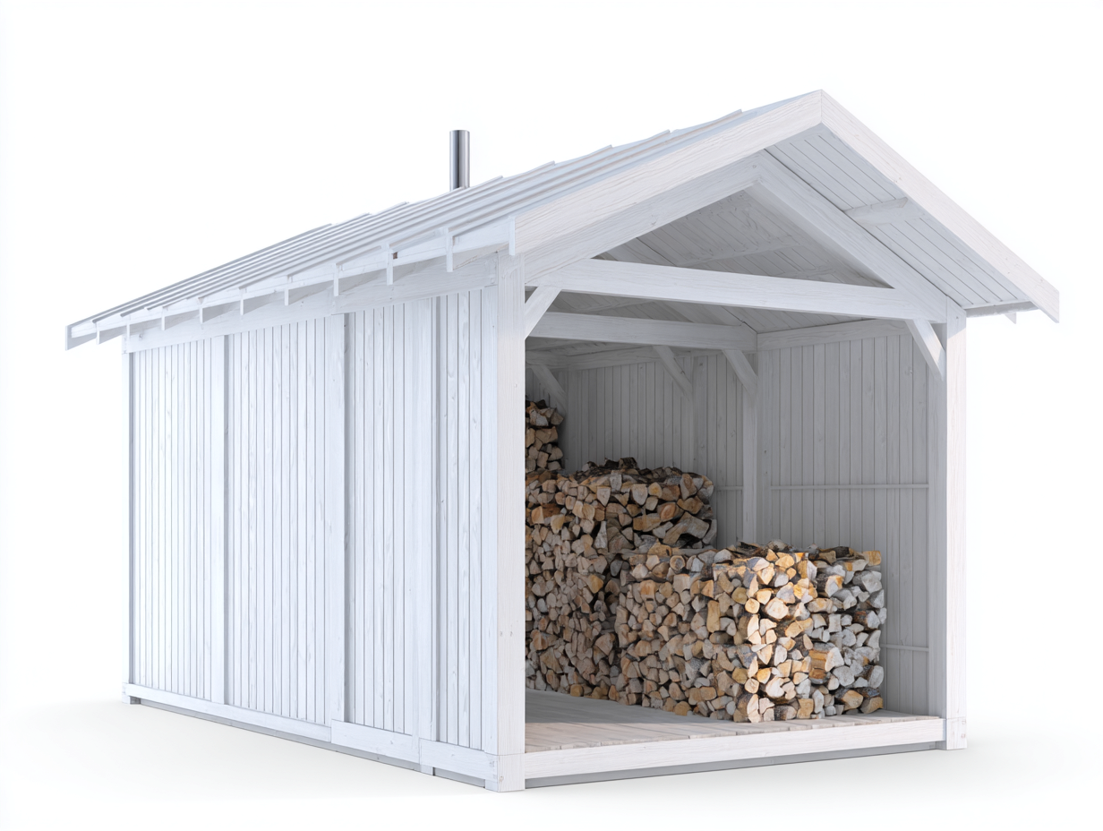 Portalegna - Legno - 240x100x190 cm - Bianco - Stile moderno da esterno-Vivaihome