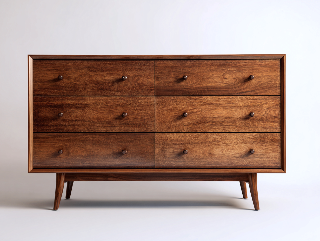 Cassettiera - legno massello - 158x48x83 cm - marrone - stile mid-century moderno-Vivaihome