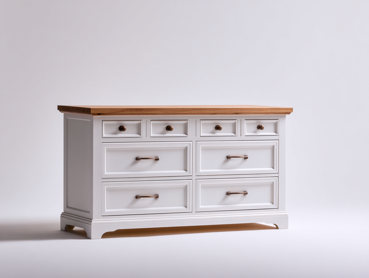 Cassettiera-legno-MDF-152x48x86 cm-bianco-marrone-stile classico-Vivaihome