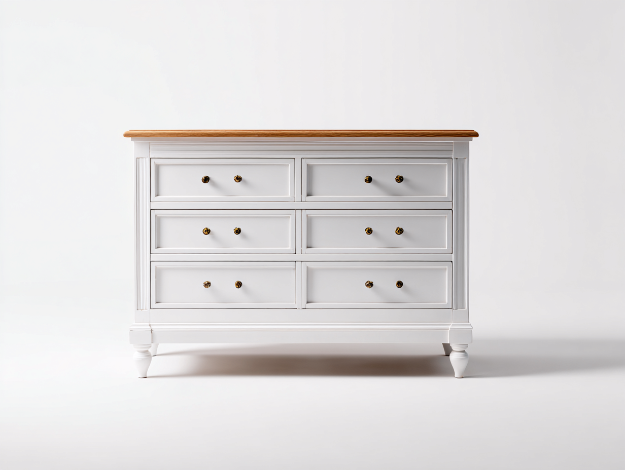 Cassettiera-legno-MDF-148x47x84 cm-bianco-marrone-stile classico-Vivaihome