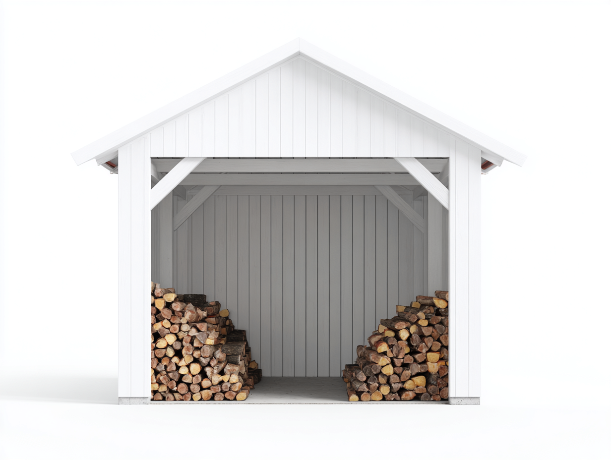 Portalegna - Legno - 200x95x185 cm - Bianco - Stile moderno da esterno-Vivaihome