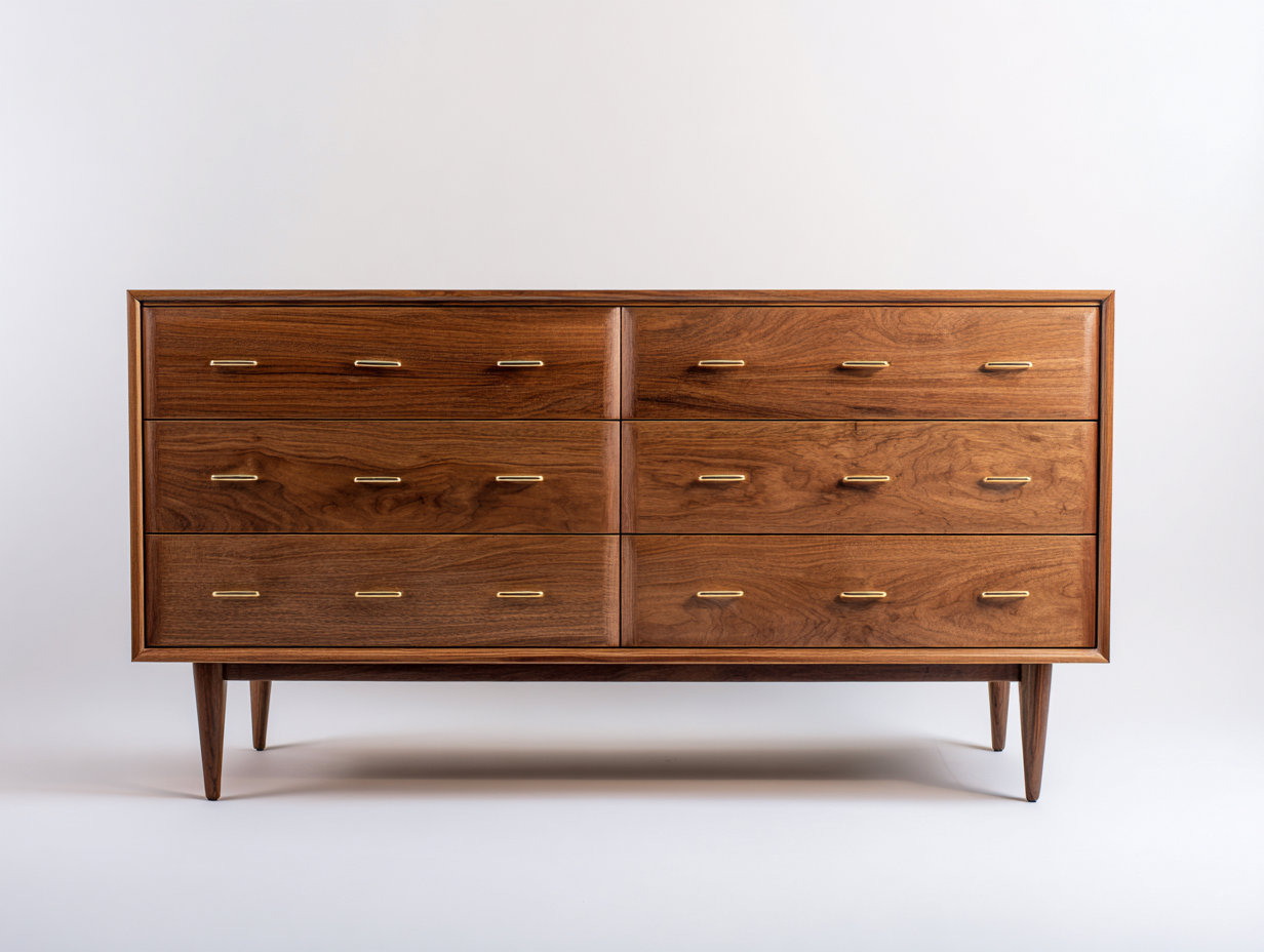 Cassettiera - legno massello-metallo - 162x49x84 cm - marrone - stile mid-century moderno-Vivaihome