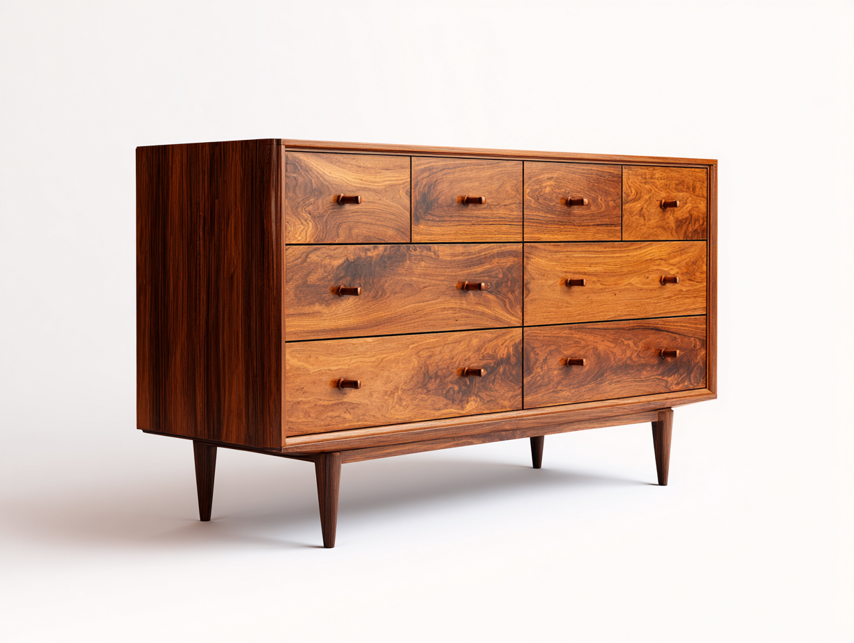 Cassettiera - legno massello - 165x50x85 cm - marrone - stile mid-century moderno-Vivaihome