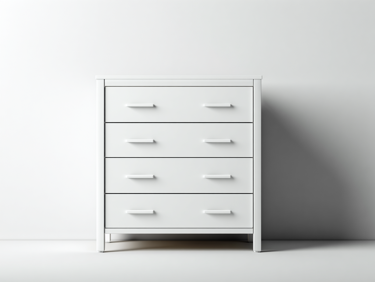 Nachttisch Holz MDF 70x40x65 cm Weiß - geeignet für Schlafzimmer - Modernes Design mit 4 Schubladen-Corilahaus