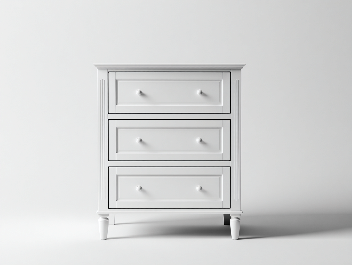 Nachttisch Holz MDF 60x40x65 cm Weiß - geeignet für Schlafzimmer - Klassisches Design mit 3 Schubladen-Corilahaus