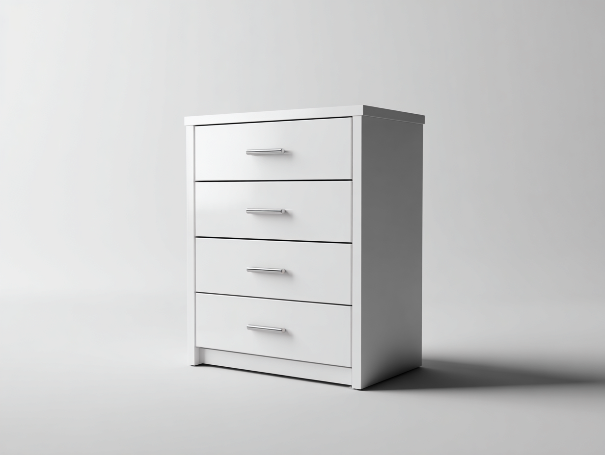 Nachttisch Holz MDF 50x40x60 cm Weiß - geeignet für Schlafzimmer - Modernes Design mit 4 Schubladen-Corilahaus