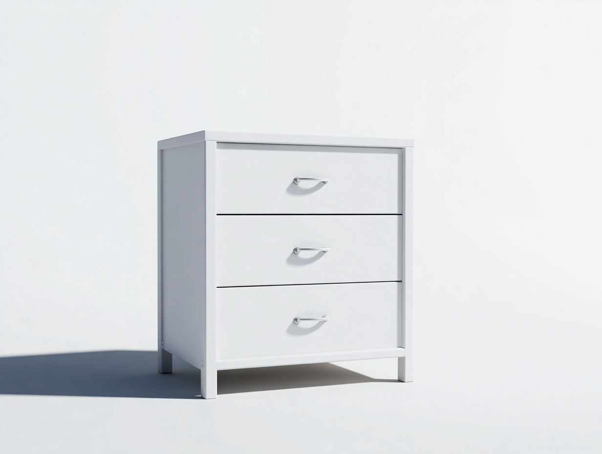 Nachttisch Holz MDF 55x40x60 cm Weiß - geeignet für Schlafzimmer - Modernes Design mit 3 Schubladen und Metallgriffen-Corilahaus