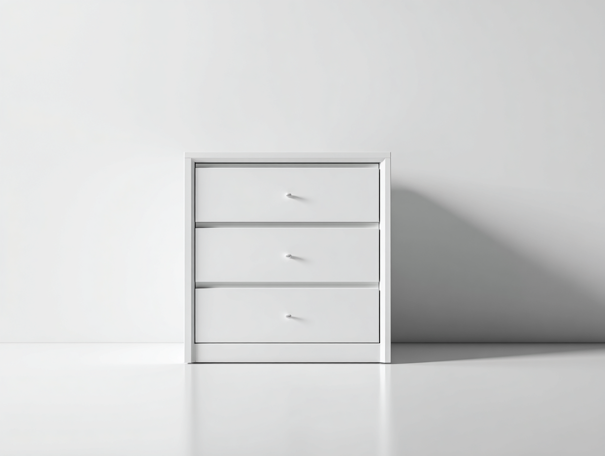 Nachttisch Holz MDF 50x40x55 cm Weiß - geeignet für Schlafzimmer - Modernes minimalistisches Design mit 3 Schubladen-Corilahaus