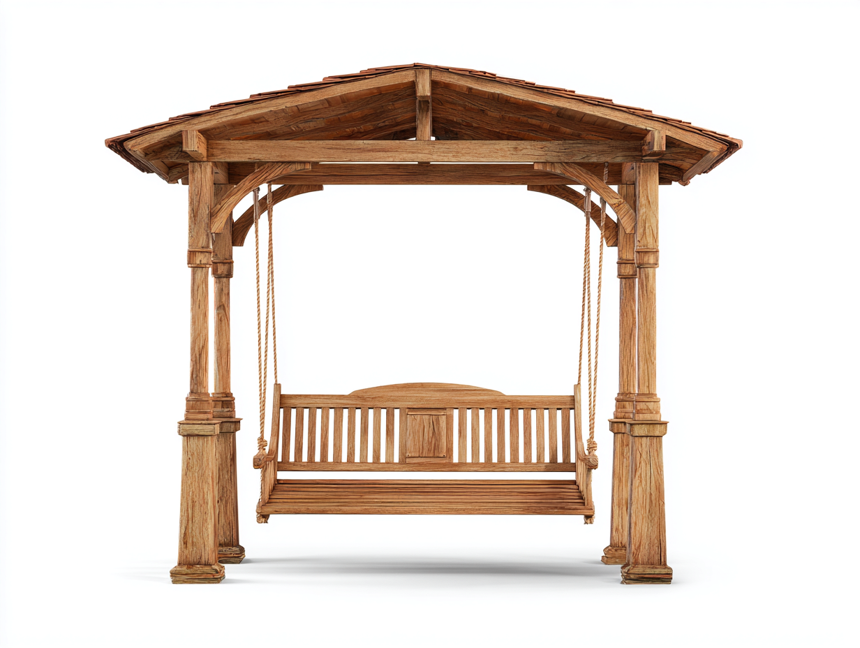 Gartenschaukeln Holz 210x130x220 cm Natur - geeignet für Garten Terrasse - Klassisches Pavillon Design mit Dach und Seilaufhängung-Corilahaus