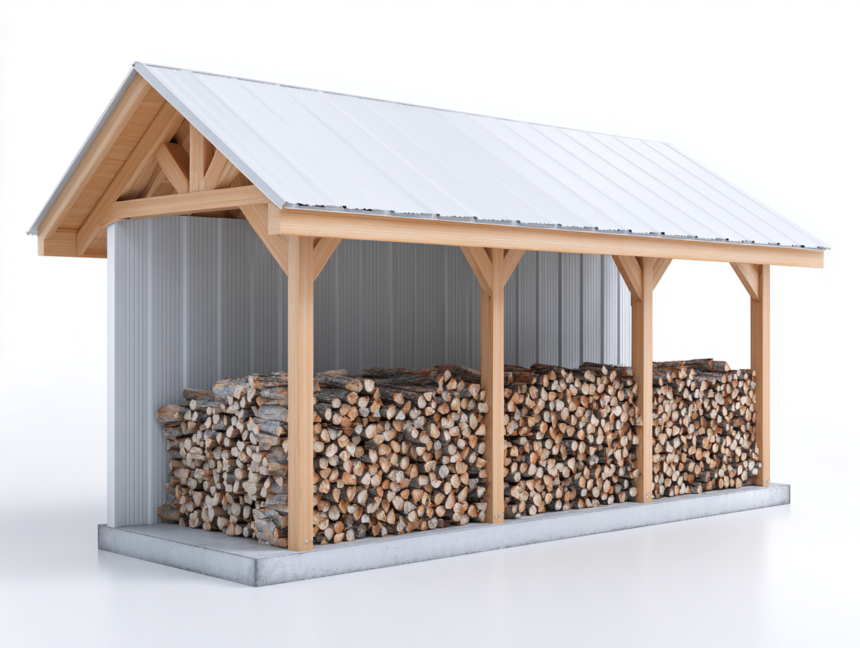 Kaminholzregal Holz Metall 200x80x150 cm Natur Grau - geeignet für Garten Terrasse - Großes Design mit Dach und offener Lagerung-Corilahaus