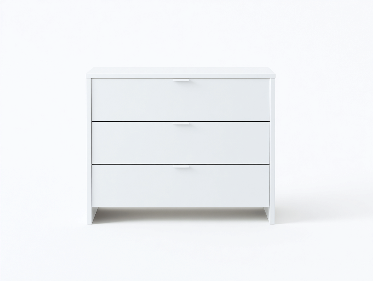 Nachttisch Holz MDF 80x40x60 cm Weiß - geeignet für Schlafzimmer - Modernes minimalistisches Design mit 3 Schubladen-Corilahaus