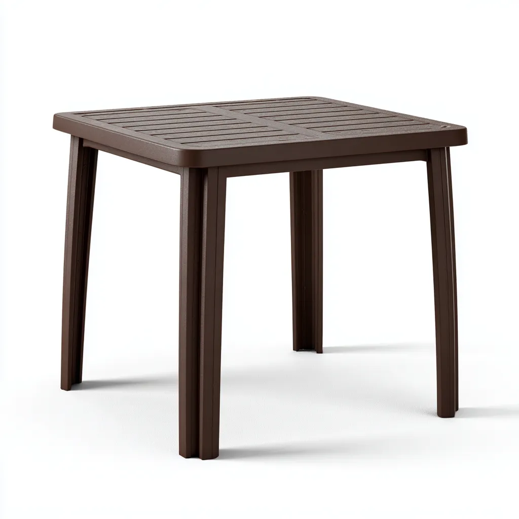 Table de jardin carrée en plastique 80x80x74 cm - marron - style contemporain pour extérieur-Nestupnest