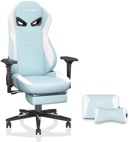 Sedia gaming tessuto bianco blu - ergonomica con poggiatesta e lordosi - inclinabile 90 155 gradi - 136 kg-Nestgetmart