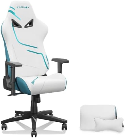 Sedia gamer bianco blu - lordosi e poggiatesta - braccioli 4D - schienale inclinabile 90 155 gradi-Nestgetmart