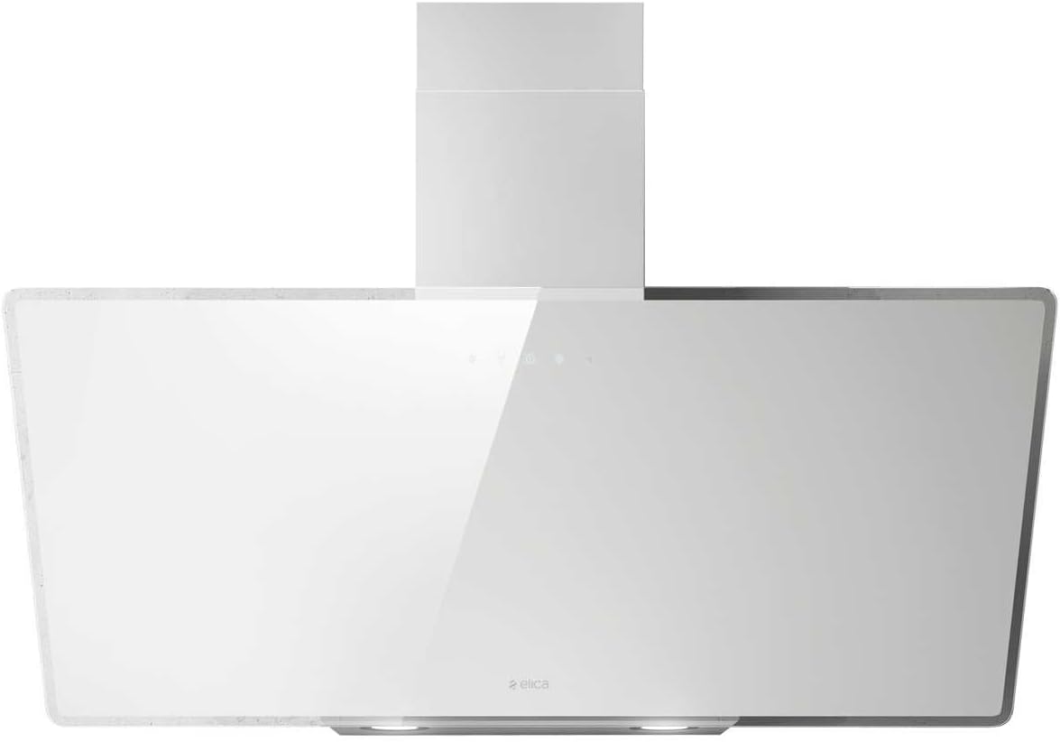 Elica Shire WH A 90 Cappa aspirante a parete - bianco alluminio - 713 metri cubi ora - filtro grassi-Nestgetmart