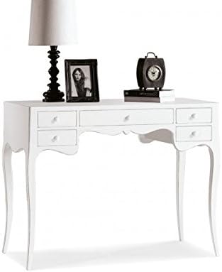 Vintage Home Scrittoio legno laccato - bianco 102 x 50 x 80 cm - 5 cassetti - scrivania secrétaire-Nestgetmart