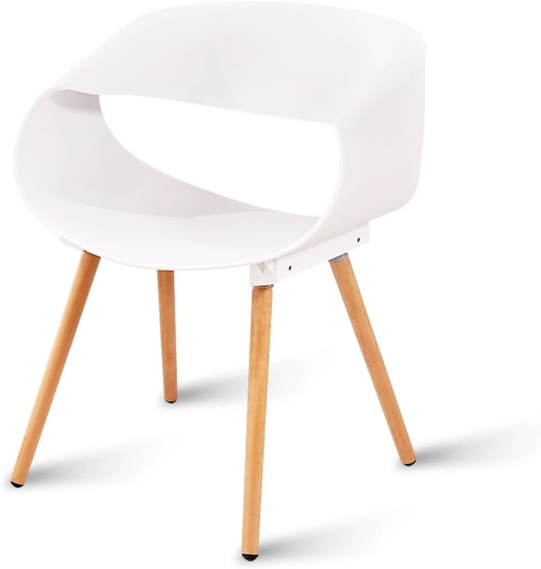 Sedia nordica in plastica - bianca taglia unica - gambe in legno - per scrivania casa ospiti-Nestgetmart