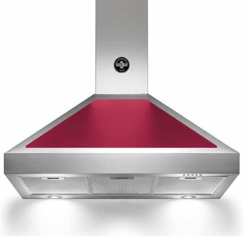 Cappa aspirante a parete 90 cm - Cappa cucina rossa in acciaio inox - 800 m3 h Classe A - Montaggio a parete-Nestgetmart