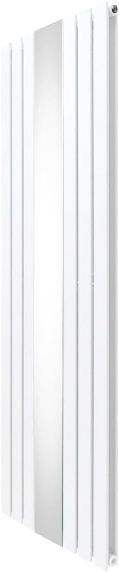 Radiatore a specchio doppia colonna verticale - bianco acciaio carbonio - 1800 x 565 mm - kit fissaggio-Nestgetmart