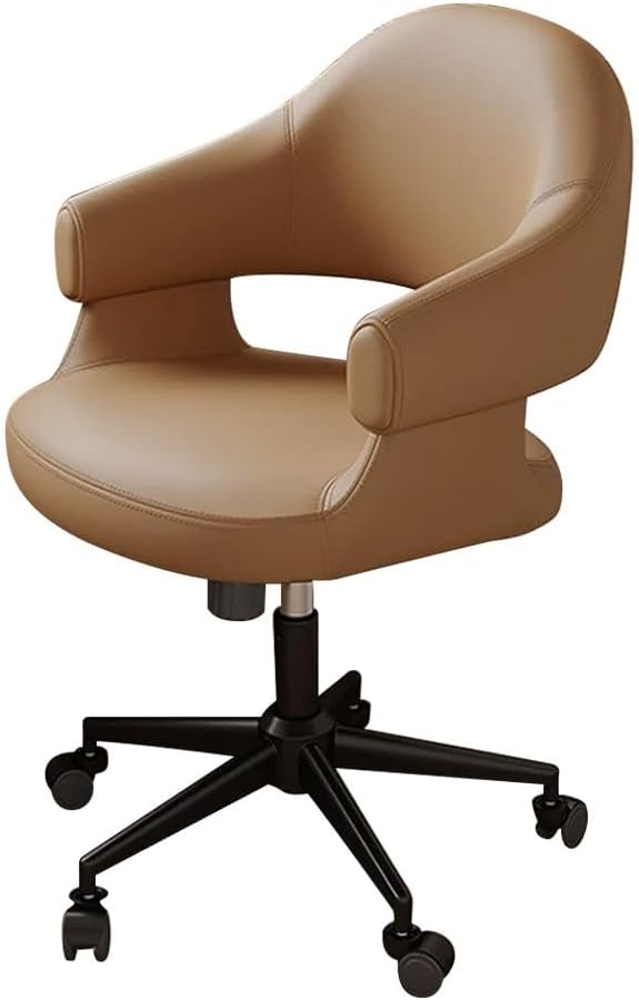 YCKEGEW Sedia ufficio casa - light brown con gambe nere - base in acciaio - girevole 360 gradi-Nestgetmart