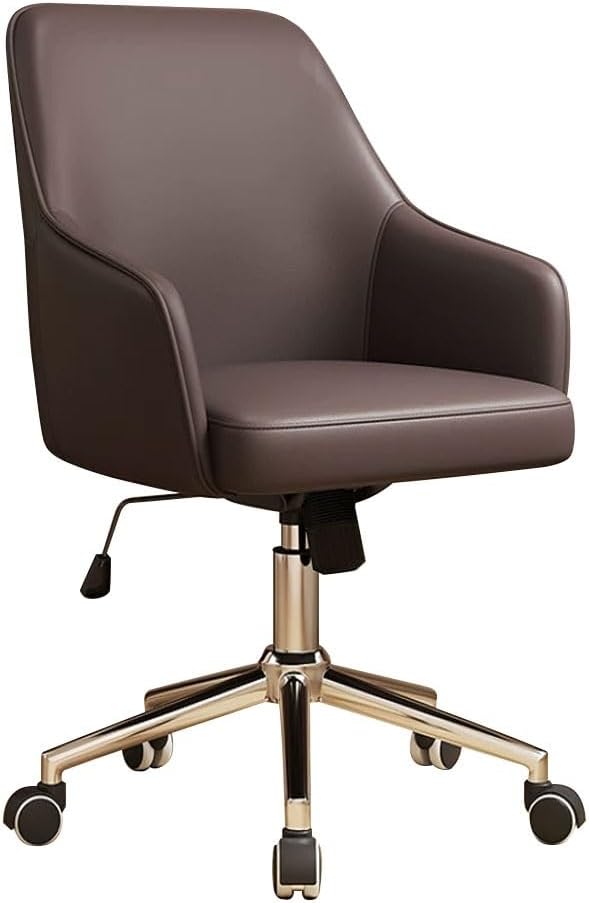 YCKEGEW Sedia computer moderna - coffee brown con rotelle - schienale medio - girevole ergonomica-Nestgetmart