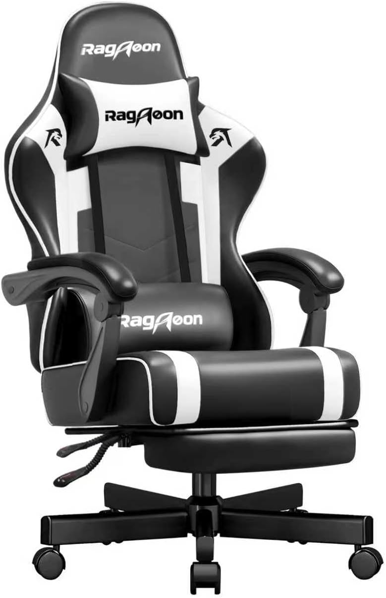 Sedia gaming ergonomica - nera 137 x 70 x 70 cm - poggiapiedi supporto lombare - carico 150 kg-Nestgetmart
