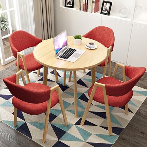 Set tavolino salotto con sedie - rosso per ufficio reception - sala conferenze - soggiorno cucina-Nestgetmart