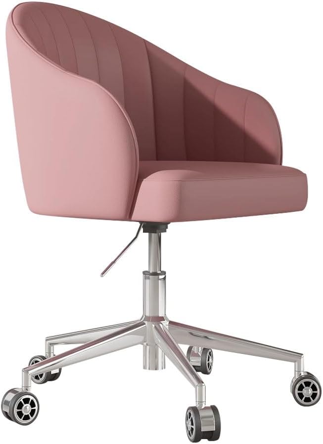 Sedia ufficio YCKEGEW regolabile - schienale curvo e braccioli - pelle imbottita - colore Roze-Nestgetmart