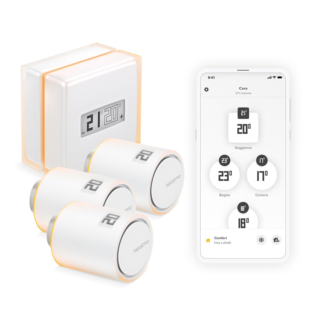 Termostato smart WiFi con 3 teste termostatiche - Controllo remoto tramite app - Programmabile - Netatmo Pack-Nestgetmart