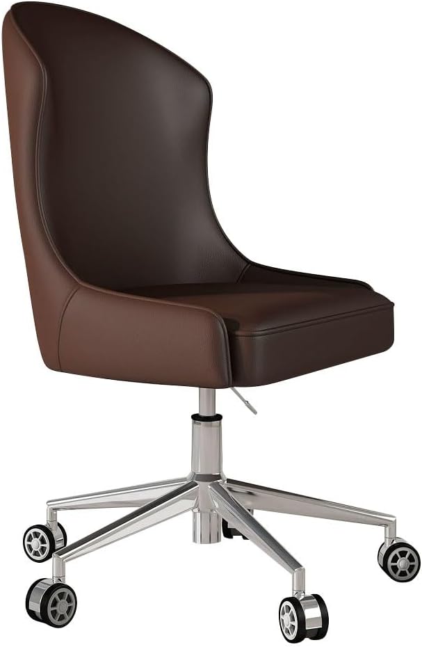 YCKEGEW Sedia ufficio schienale alto - dark brown senza braccioli - girevole 360 gradi - studio lavoro-Nestgetmart