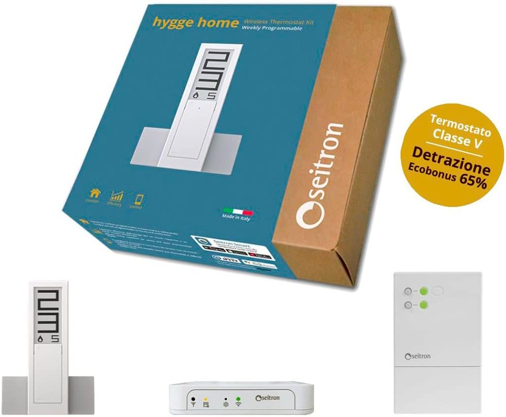 Cronotermostato WiFi a batteria - Kit con ricevitore wireless e gateway IoT - Classe V - SEITRON Hygge Home-Nestgetmart