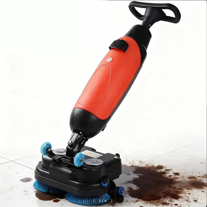 Lavasciuga pavimenti a batteria rossa - Uomo a terra 17 pollici - Doppie spazzole 360 gradi - Motore 350 giri min-Nestgetmart
