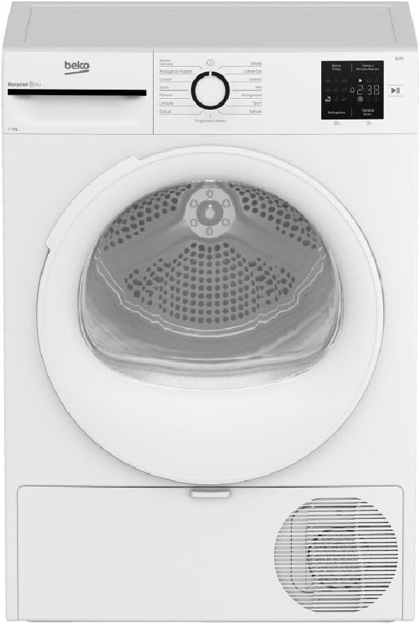 Beko BMT93EW asciugatrice - 9 kg bianca - display digitale - linea NX con oblo bianco-Nestgetmart