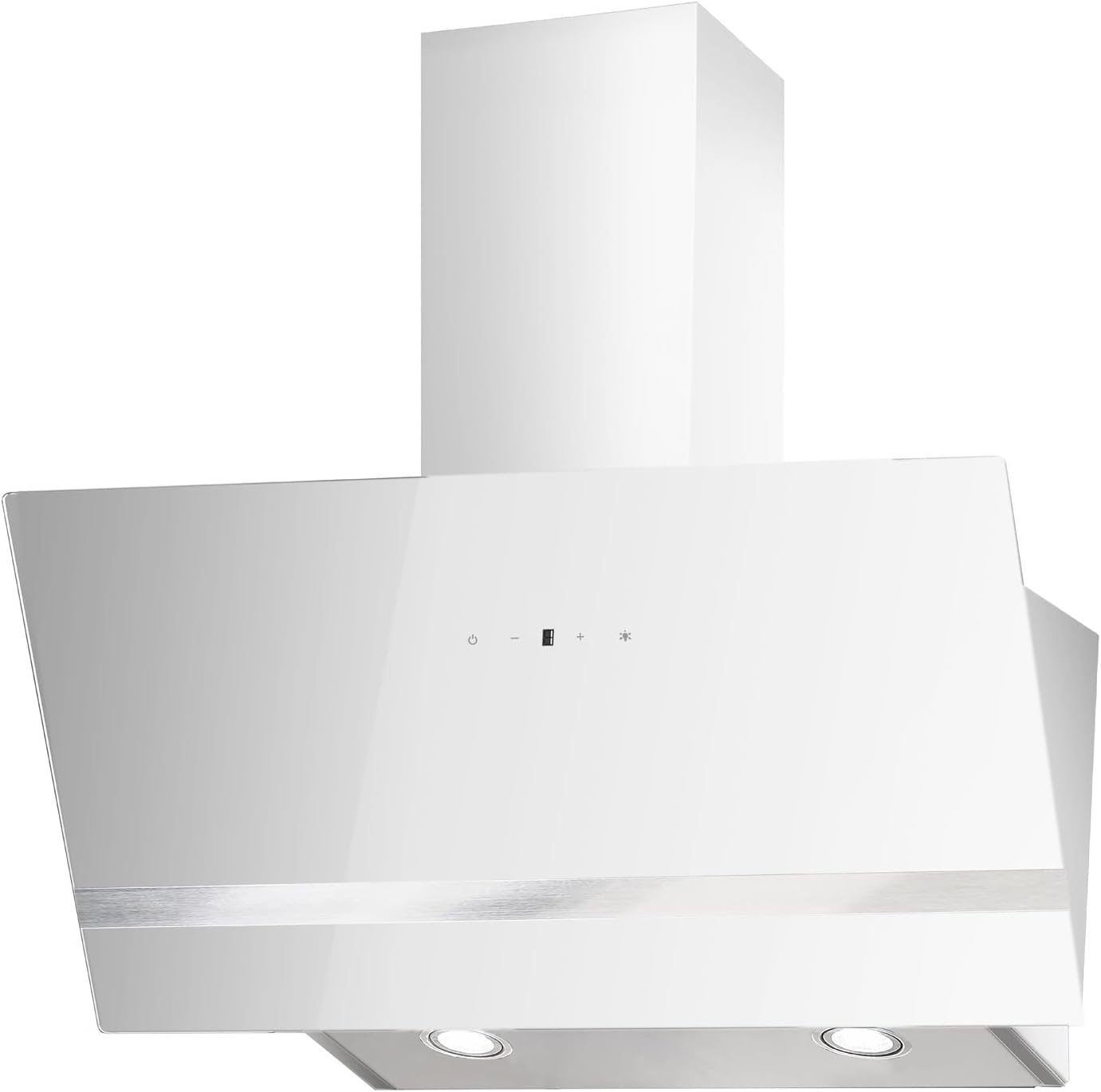 Respekta CH24080WM - Cappa aspirante inclinata 80 cm - Metallo bianco e vetro - Espulsione ricircolo-Nestgetmart