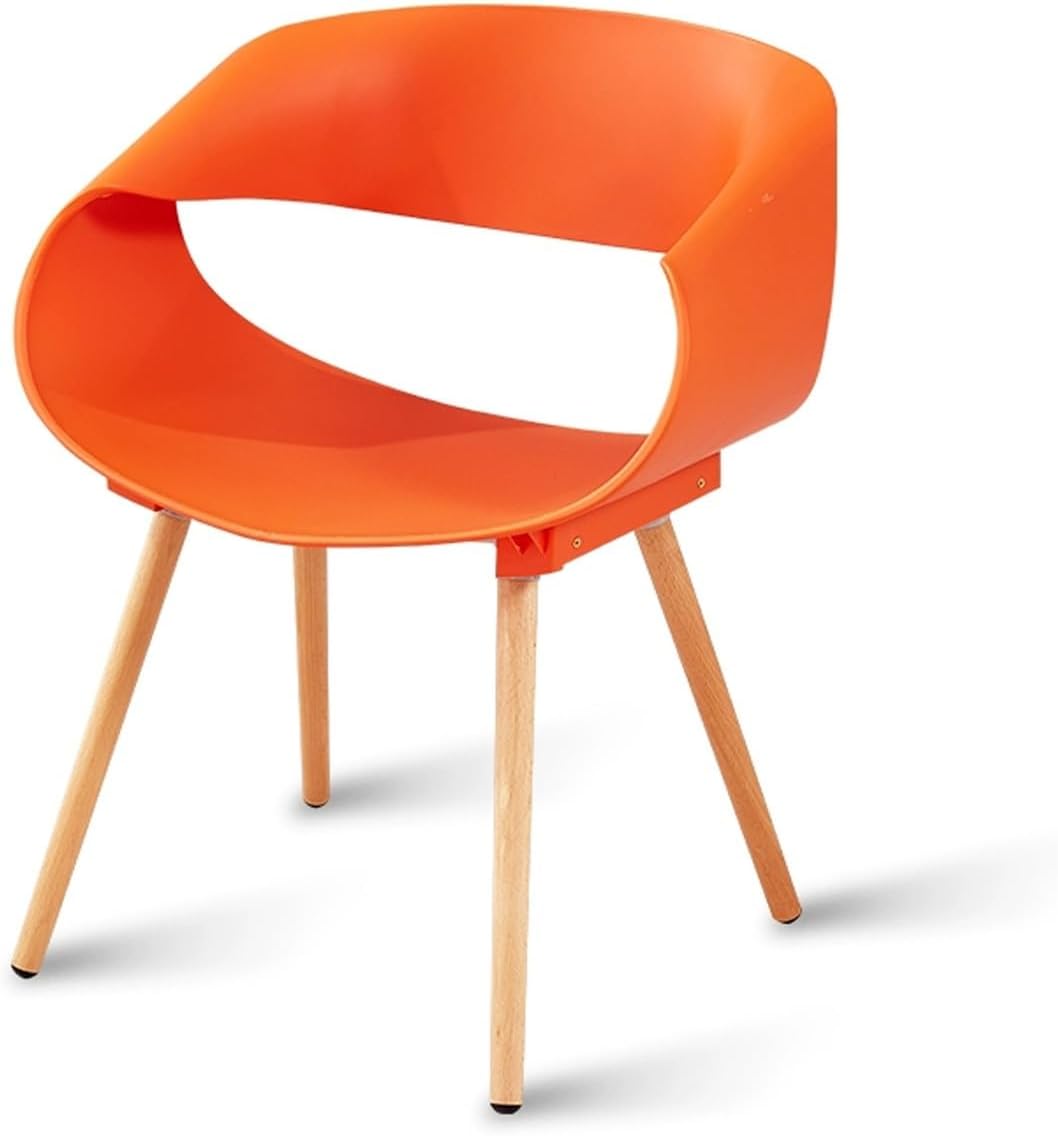 Sedia nordica in plastica - arancione con gambe in legno - per scrivania casa ospiti - stile moderno-Nestgetmart
