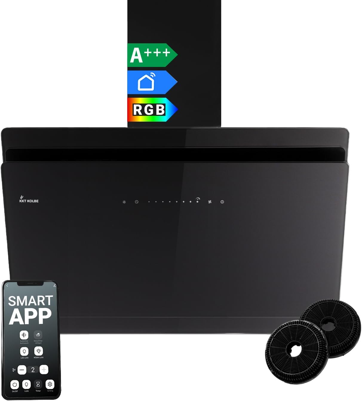 KKT KOLBE SOLO9005SM cappa parete - 90 cm vetro nero - 782 m3 h Wi Fi - SensorTouch RGB-Nestgetmart