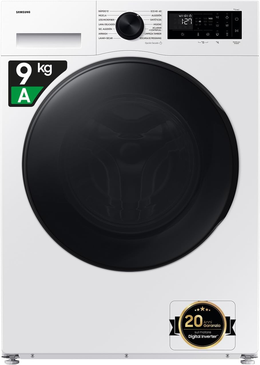 Samsung Crystal WiFi WD90DG5B15BEET - Lavasciuga 9 e 6 kg - AI Ecobubble - Vapore igienizzante-Nestgetmart