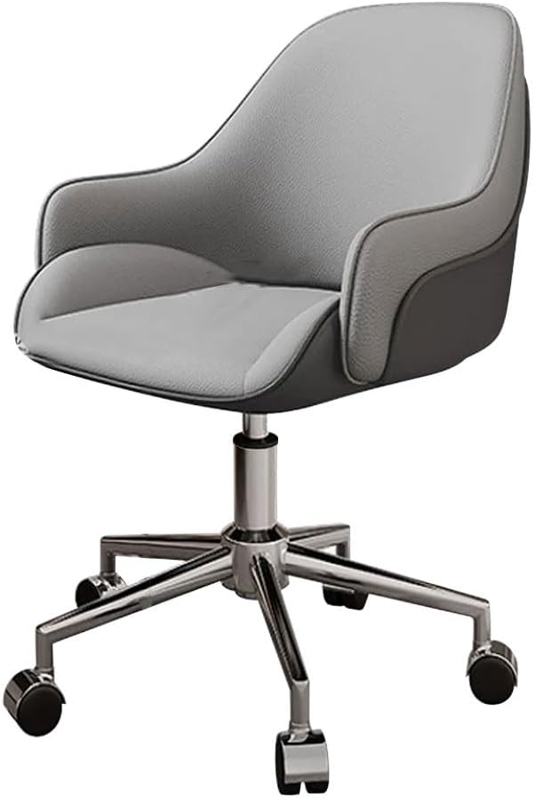Poltrona direzionale YCKEGEW - altezza regolabile - pelle grigia con ruote - gambe silver-Nestgetmart