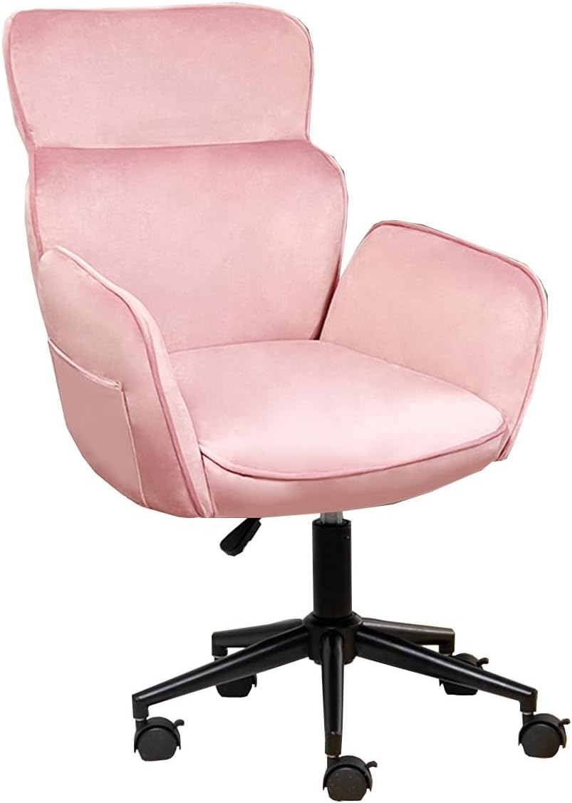 Sedia ufficio schienale alto - rosa supporto lombare - cuscino rinforzato - direzionale reclinabile-Nestgetmart