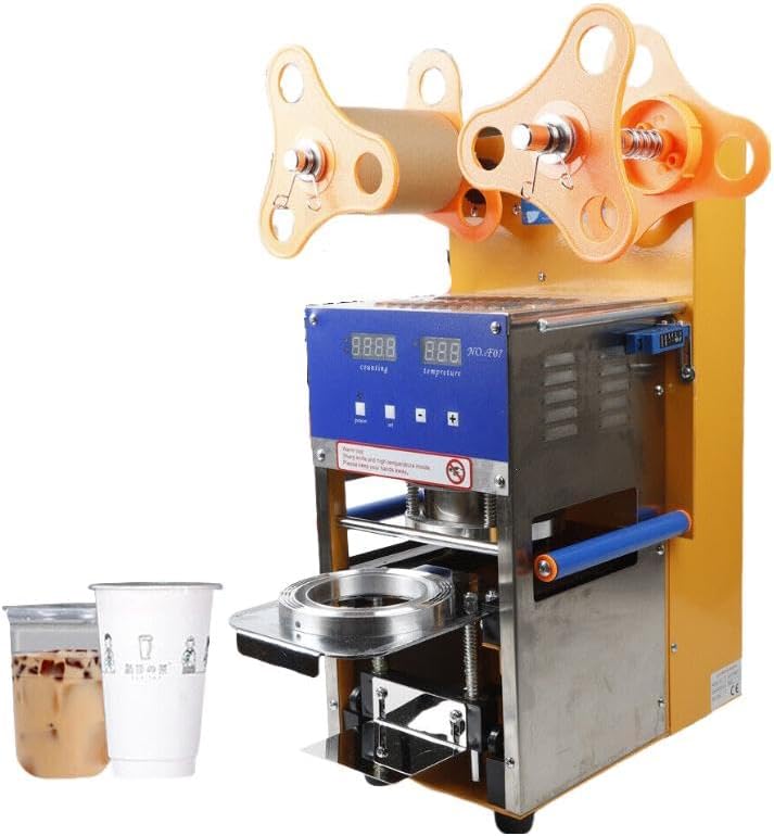 Sigillatrice tè al latte - nero giallo inox 400 W - 400 600 tazze ora - bubble tea-Nestgetmart